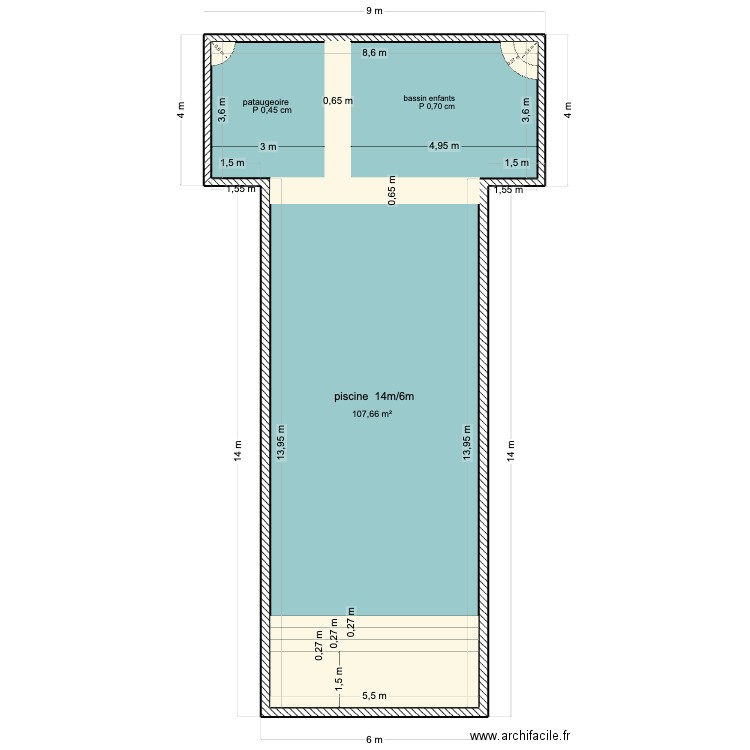 plan piscine projet essaouira. Plan de 1 pièce et 108 m2