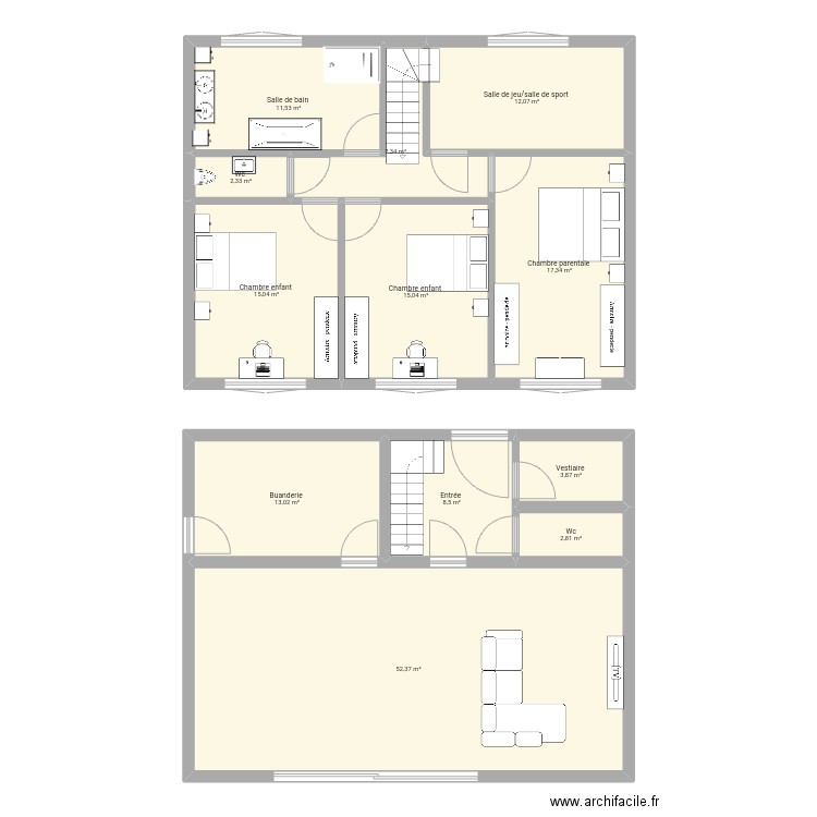 Maison . Plan de 12 pièces et 161 m2