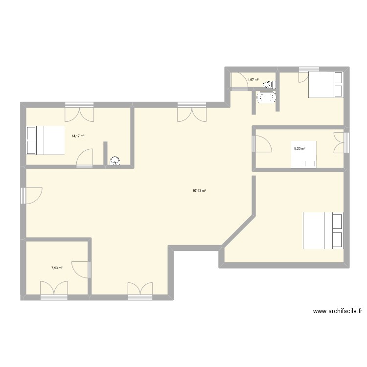 SAHIL. Plan de 5 pièces et 129 m2