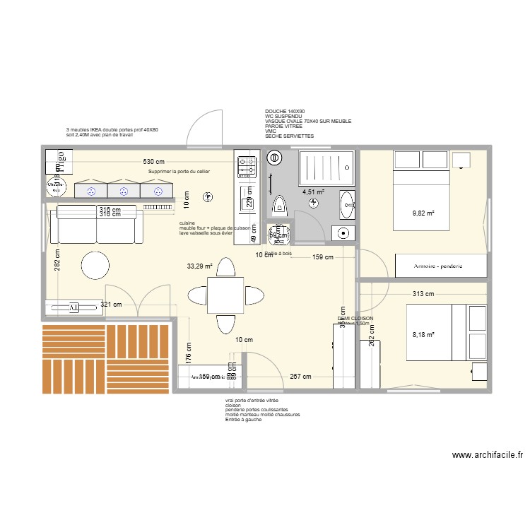 maison myriam 5. Plan de 4 pièces et 56 m2