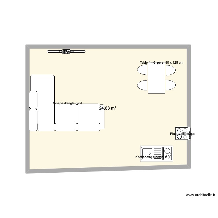 cezanne salon. Plan de 1 pièce et 25 m2