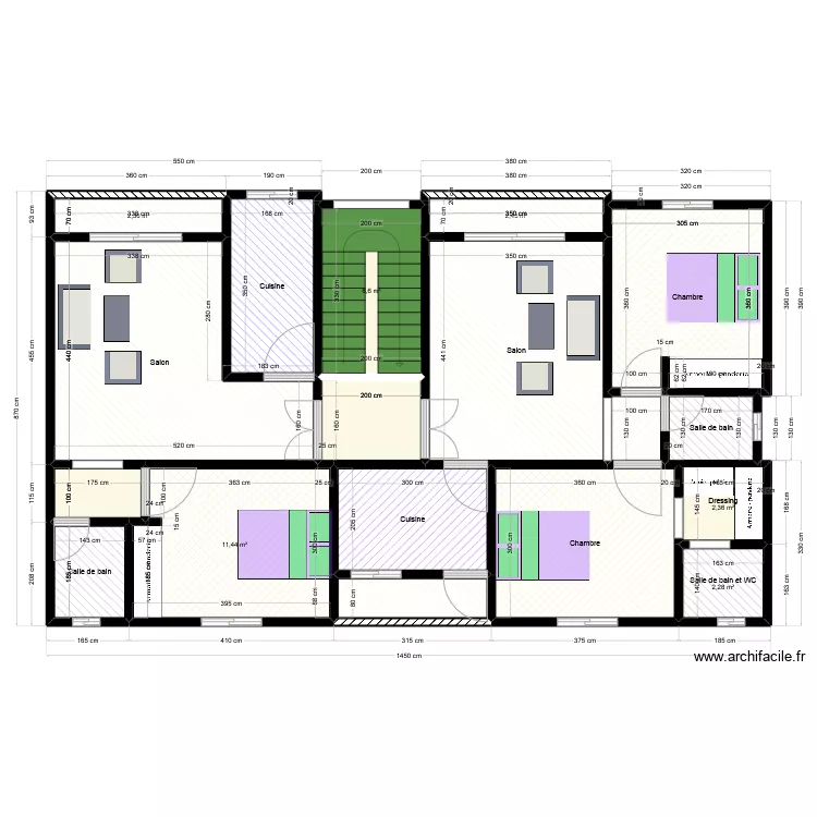 01 Studio + 02 Appart par niveau. Plan de 01 Studio + 02 Appart par niveau. Plan de