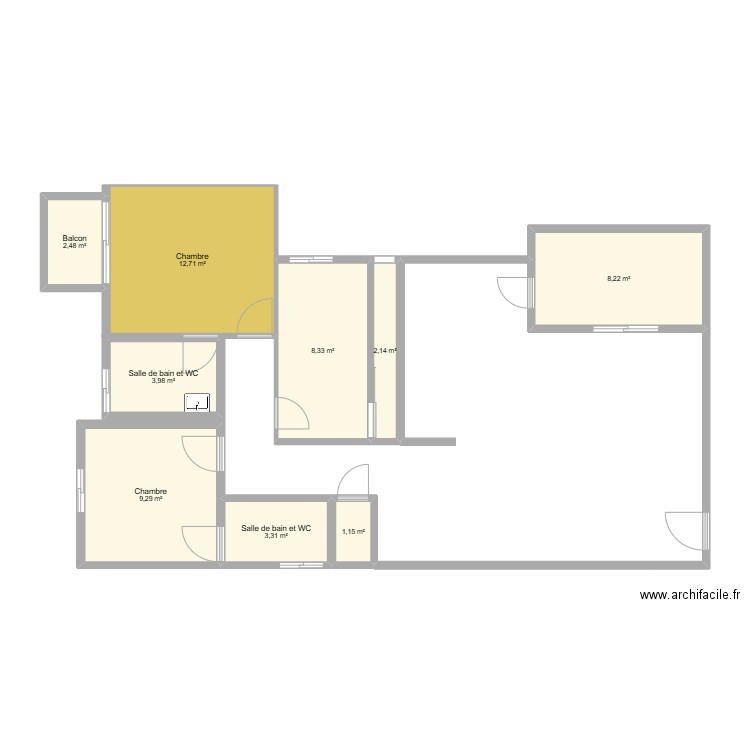 Dimitri abj. Plan de 9 pièces et 52 m2