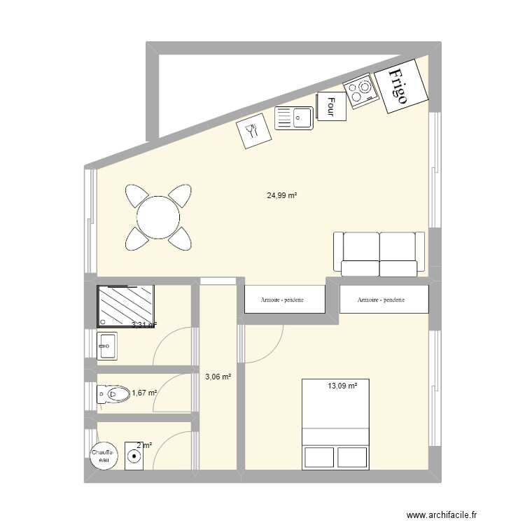 type 2. Plan de 0 pièce et 0 m2