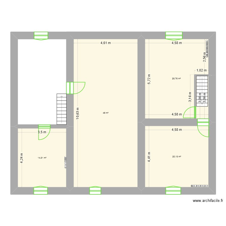 Plan Et 1. Plan de 4 pièces et 110 m2