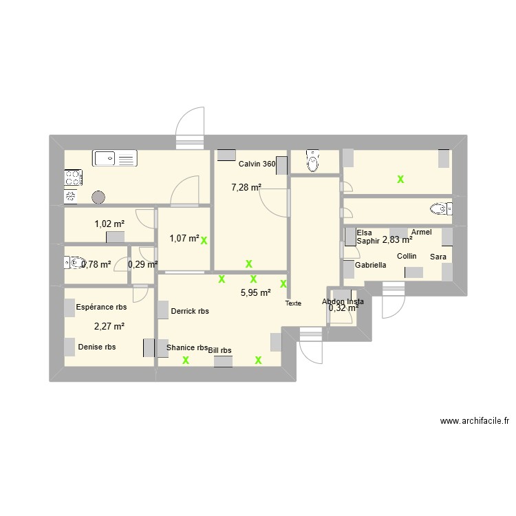Bureau Rwanda. Plan de 9 pièces et 22 m2