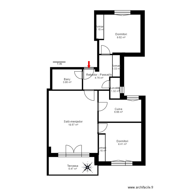 ED. CEL BALU 5-3. LA MASSANA. Plan de 11 pièces et 64 m2