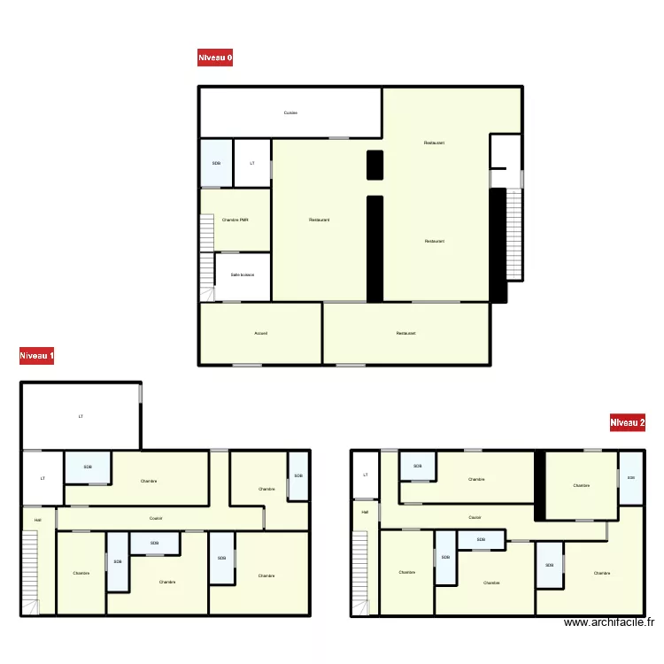 Plan d'intervention Hotel Etrembiere. Plan de 40  et 526 m²