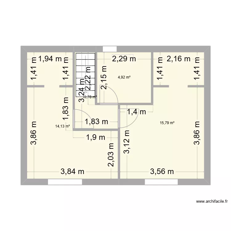Etage. Plan de 4  et 39 m²