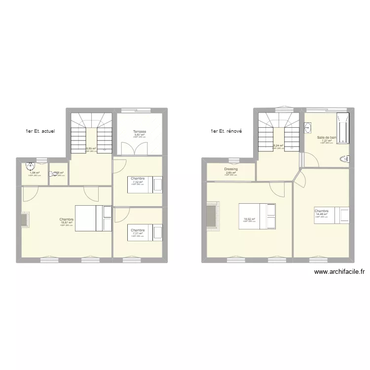 R&eacute;no Maison Nogent 1er etage. Plan de 