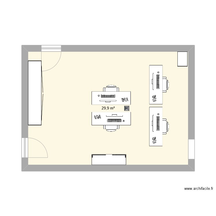 bureau bascoup. Plan de 1 pièce et 30 m2