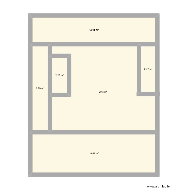 Rez de Chaussée. Plan de 6 pièces et 73 m2