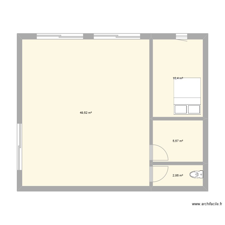 EXTENSION AUGAN. Plan de 4 pièces et 68 m2