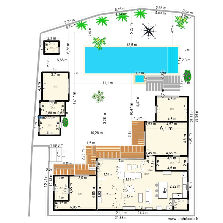 Villa 1 - Salon 1Reverse ILOT 2.22. Plan de 9 pièces et 203 m2