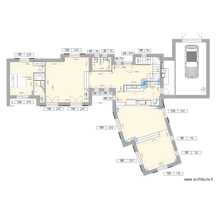 BANDOL RDC Fenetres. Plan de 3 pièces et 125 m2