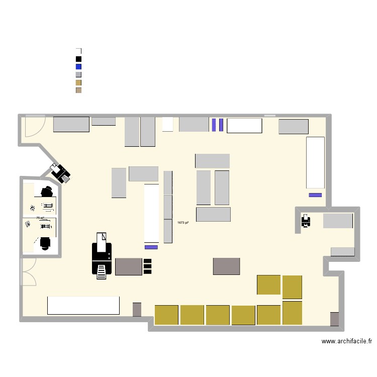 Salle de travail. Plan de 2 pièces et 162 m2