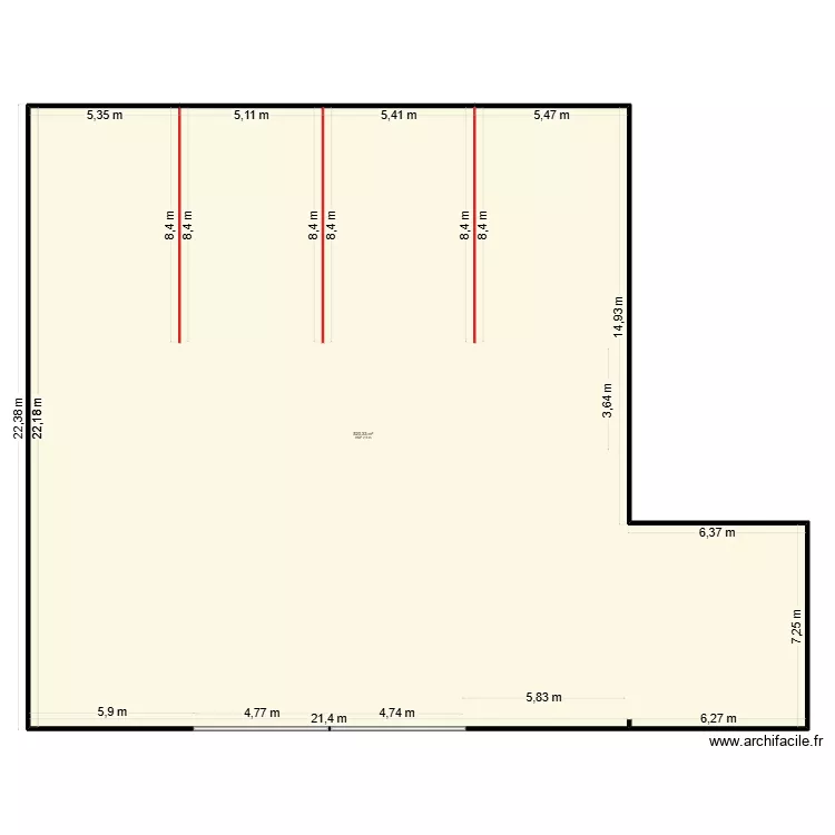 hangar  box. Plan de 1  et 520 m²