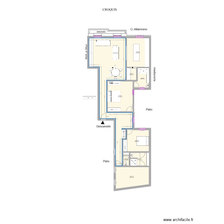 Altamirano 37 3.0. Plan de 9 pièces et 131 m2