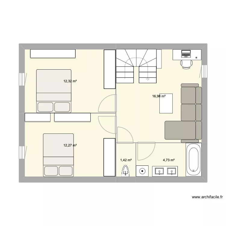 Villejust-3. Plan de 5 Pièces et 48 m² Villejust-3. Plan de 5 Pièces et 48 m²