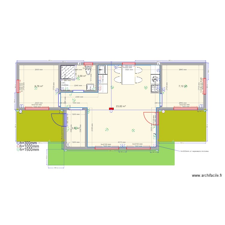 Лиля Переславль 222 эл. Plan de 8 pièces et 62 m2