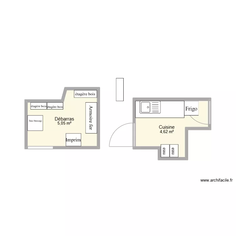 bureau r&eacute;am&eacute;nagement. Plan de 2  et 10 m²