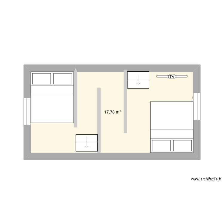 chambre. Plan de 1 pièce et 18 m2