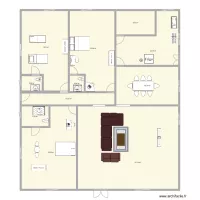 plan de 3 chambres salon avec salle à manger