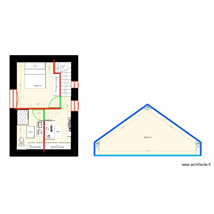 Plan R+1 SCI des champs - &eacute;tat projet&eacute;. Plan de 