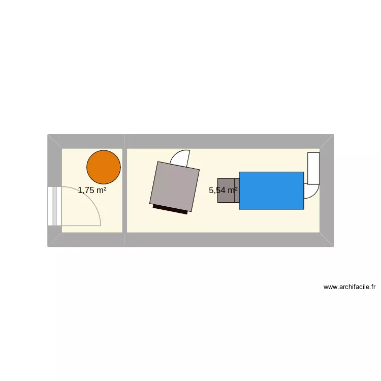 Cugnet approximatif. Plan de 2 Pièces et 7 m² Cugnet approximatif. Plan de 2 Pièces et 7 m²
