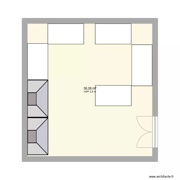 Id&eacute;e Am&eacute;nagement Labo M&eacute;langeur. Plan de 1  et 38 m²