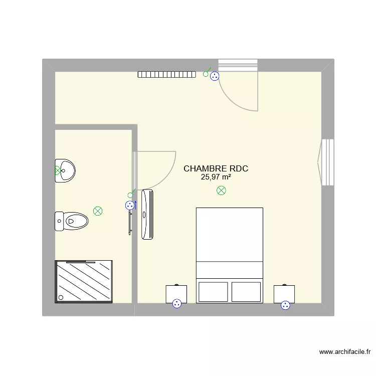Chambre rdc. Plan de 1 et 26 m² Chambre rdc. Plan de 1 et 26 m²