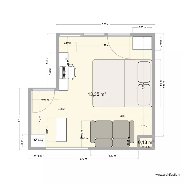 Sous-sol. Plan de 2 Pièces et 13 m² Sous-sol. Plan de 2 Pièces et 13 m²