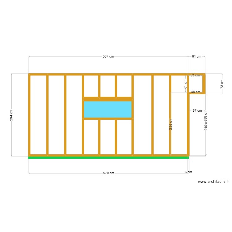 façade 4. Plan de 13 pièces et 14 m2