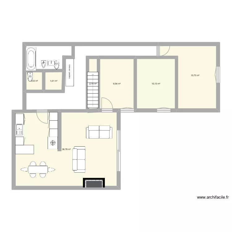 JUSTICES. Plan de 7 pièces et 77 m²