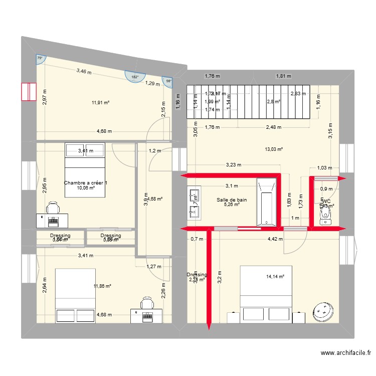 Maison. Plan de 34 pièces et 398 m2