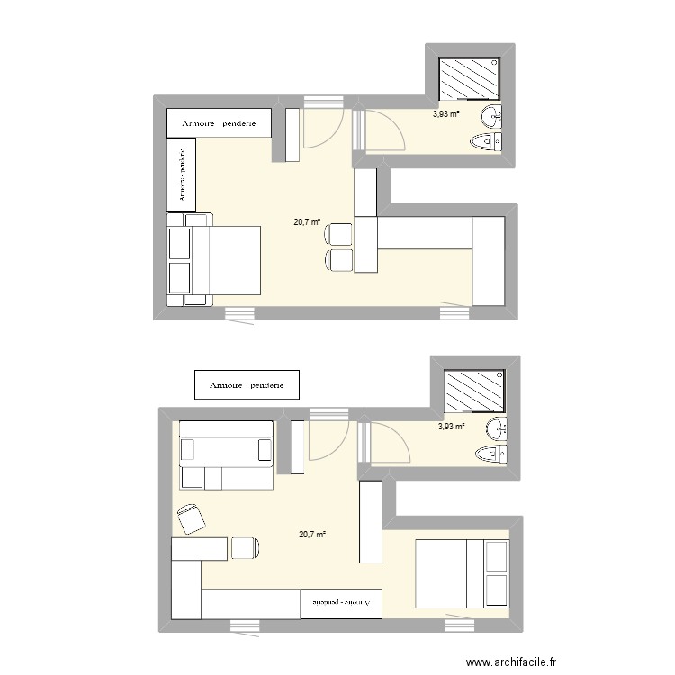 Bonnevoie. Plan de 4 pièces et 49 m2