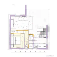 plan version 2 JEU 30/04  SDB cuisine chambre SaM avec niche et 2 galandages Douche 85 et dimensions reelles