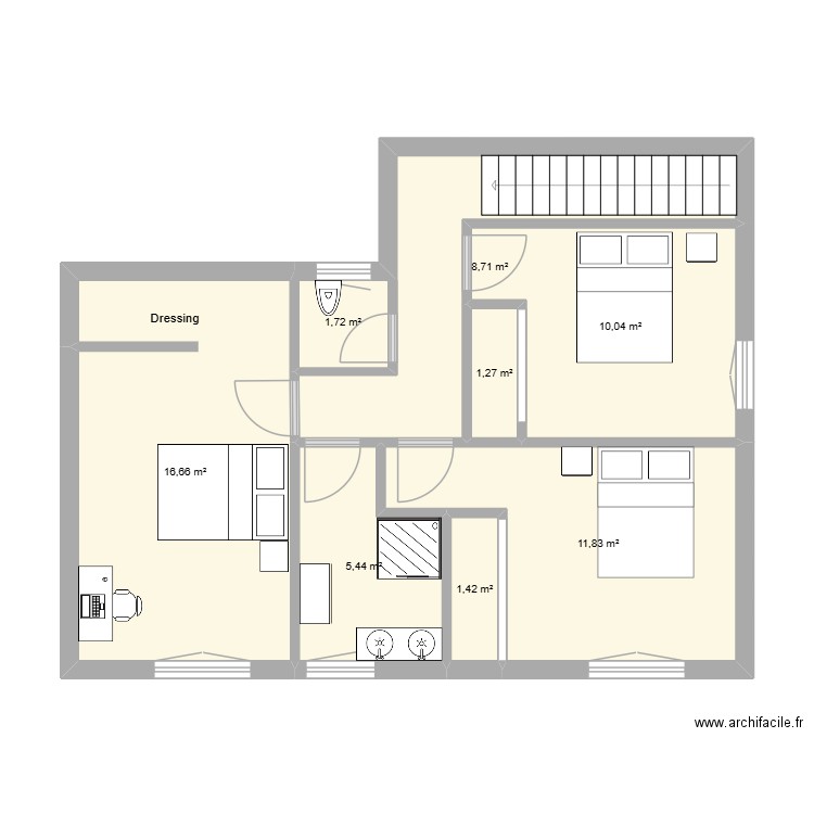 ML surelevation3. Plan de 8 pièces et 57 m2