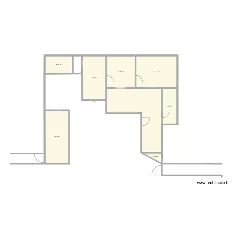 plan origine. Plan de 8  et 73 m²
