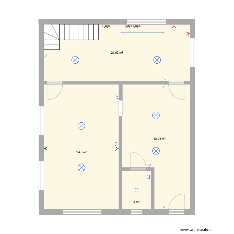 PS2_premier étage. Plan de 4 pièces et 69 m2