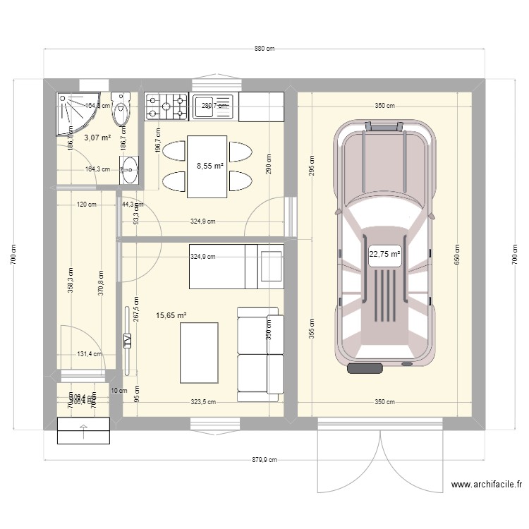 Draft Gafsa. Plan de 5 pièces et 51 m2