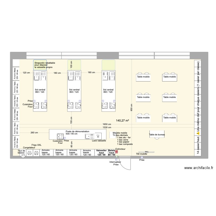 Cuisine Montchoisi Orbe. Plan de 1 pièce et 140 m2
