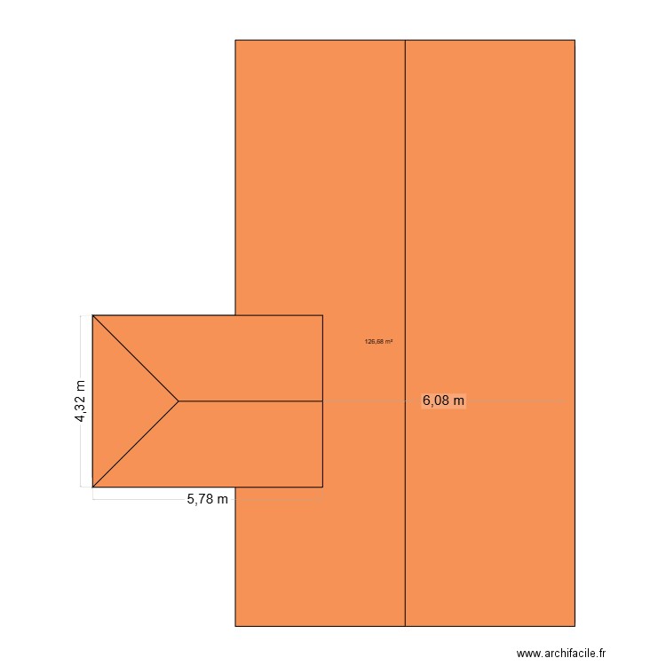 toiture  veranda. Plan de 1 pièce et 127 m2