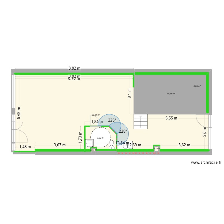Cellule commerciale 10 place de la fontaine Projet 1. Plan de 6 pièces et 78 m2