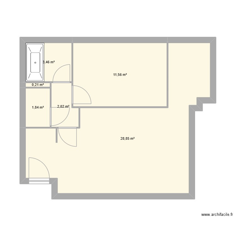 Appart Marcellus. Plan de 6 pièces et 48 m2
