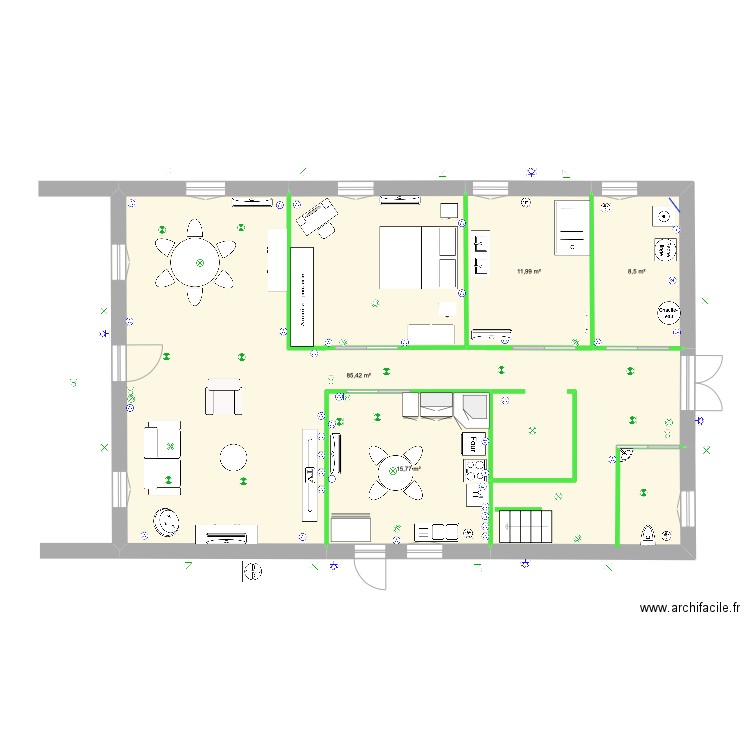 BEROY (Betbezer) RDCnouveauELEC. Plan de 4 pièces et 122 m2