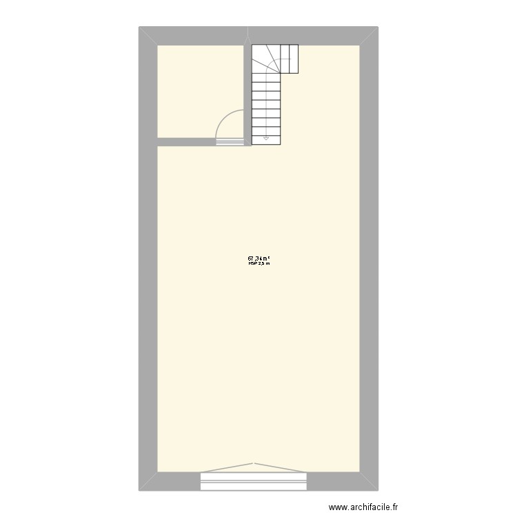 cuisine. Plan de 1 pièce et 67 m2