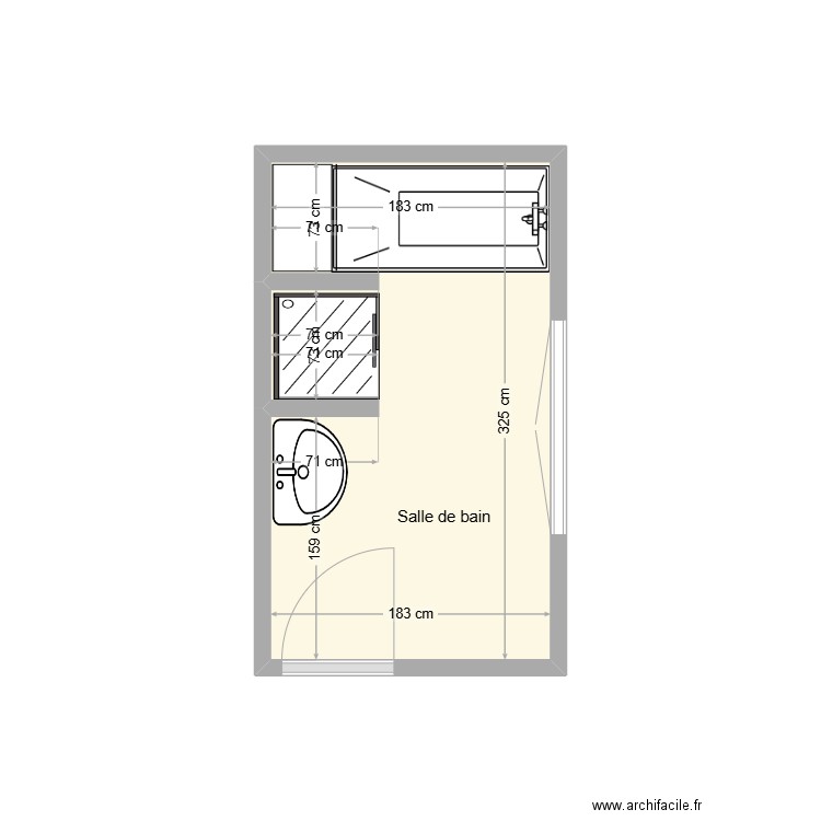 ARNAUD salle de bain. Plan de 1 pièce et 6 m2
