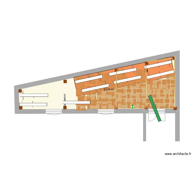 abri v&eacute;los terrasse + bastion. Plan de 1  et 21 m²