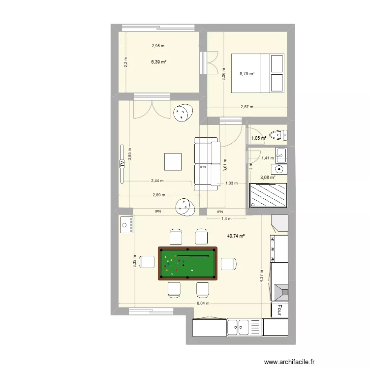 Garluche cuisine chambre v4. Plan de 